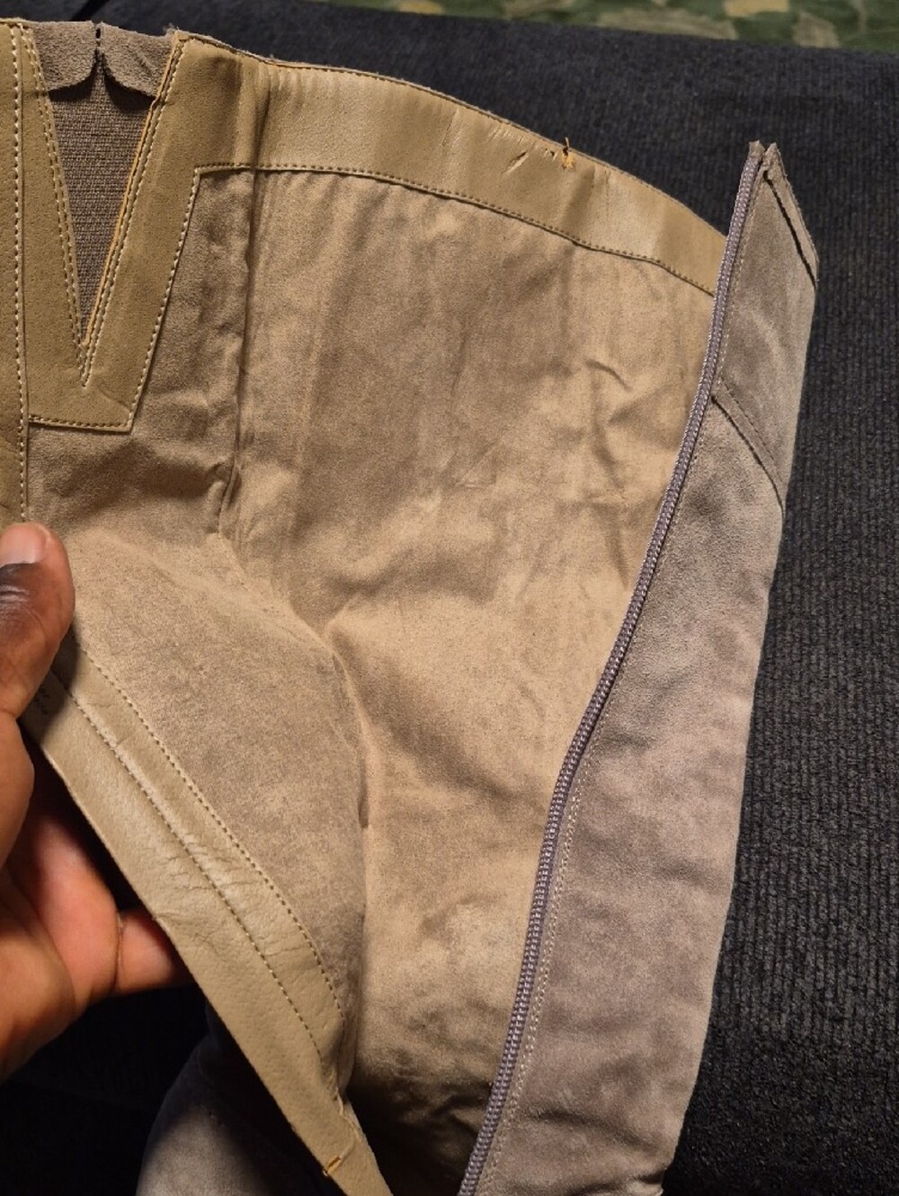 Franco Sarto Taupe Suede Over-the-Knee Boots with Braided Panel - Picture 7 of 9